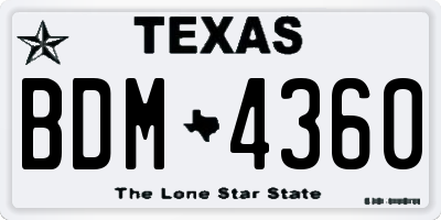TX license plate BDM4360