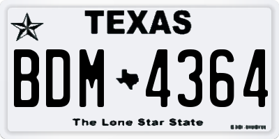 TX license plate BDM4364