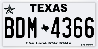 TX license plate BDM4366