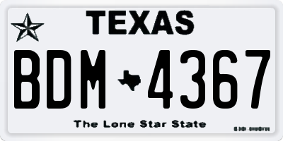 TX license plate BDM4367