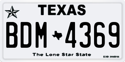 TX license plate BDM4369