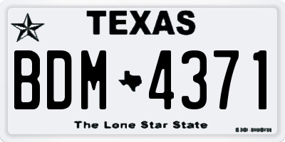 TX license plate BDM4371