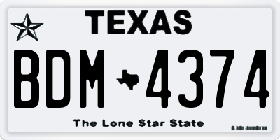 TX license plate BDM4374