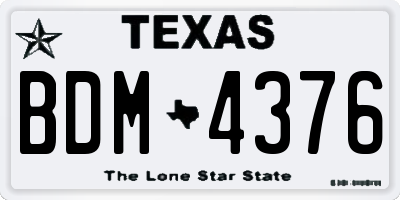TX license plate BDM4376