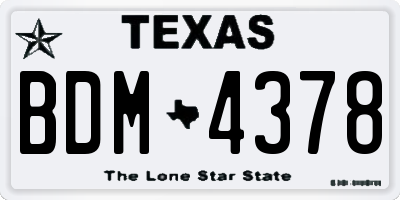 TX license plate BDM4378