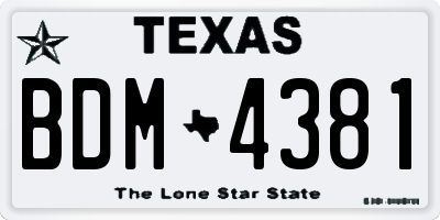 TX license plate BDM4381