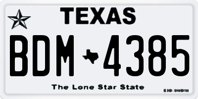 TX license plate BDM4385
