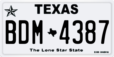 TX license plate BDM4387