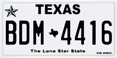 TX license plate BDM4416