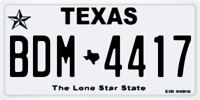 TX license plate BDM4417