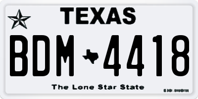 TX license plate BDM4418