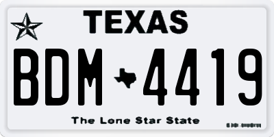 TX license plate BDM4419