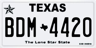 TX license plate BDM4420