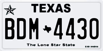 TX license plate BDM4430
