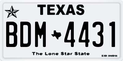 TX license plate BDM4431