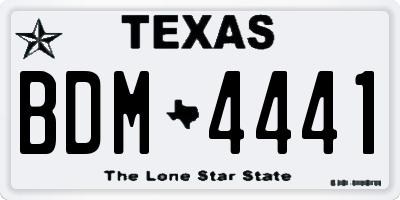 TX license plate BDM4441