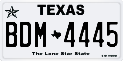 TX license plate BDM4445