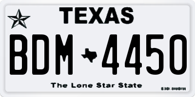 TX license plate BDM4450