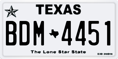 TX license plate BDM4451