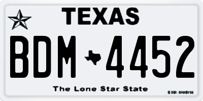 TX license plate BDM4452
