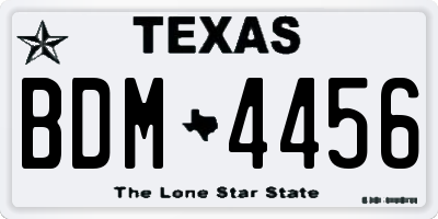 TX license plate BDM4456