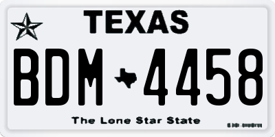 TX license plate BDM4458