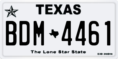 TX license plate BDM4461
