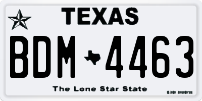 TX license plate BDM4463