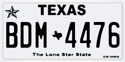 TX license plate BDM4476