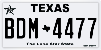 TX license plate BDM4477