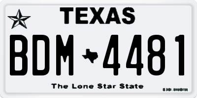TX license plate BDM4481