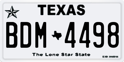 TX license plate BDM4498