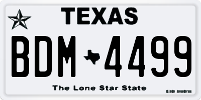 TX license plate BDM4499