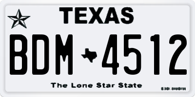 TX license plate BDM4512