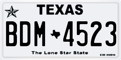 TX license plate BDM4523