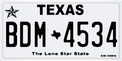 TX license plate BDM4534