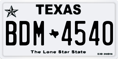 TX license plate BDM4540