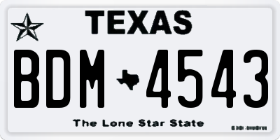 TX license plate BDM4543