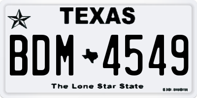 TX license plate BDM4549
