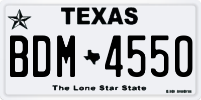 TX license plate BDM4550