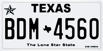 TX license plate BDM4560