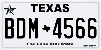 TX license plate BDM4566