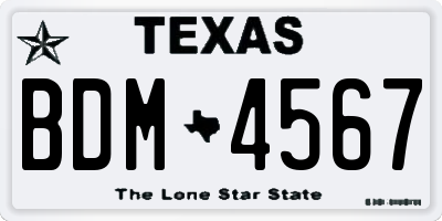 TX license plate BDM4567