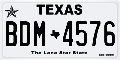 TX license plate BDM4576