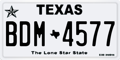 TX license plate BDM4577