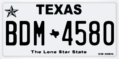 TX license plate BDM4580
