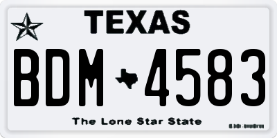 TX license plate BDM4583