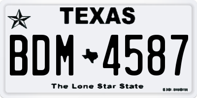 TX license plate BDM4587