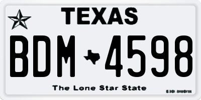 TX license plate BDM4598