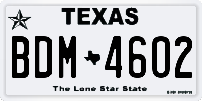 TX license plate BDM4602